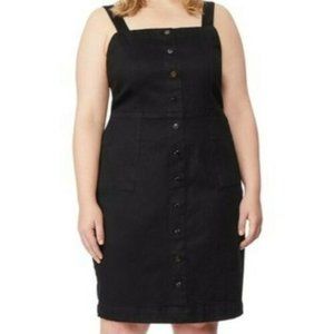Rebel Wilson X Angels Black Denim Bodycon Dress w Adjustable Straps, 14w, NWT
